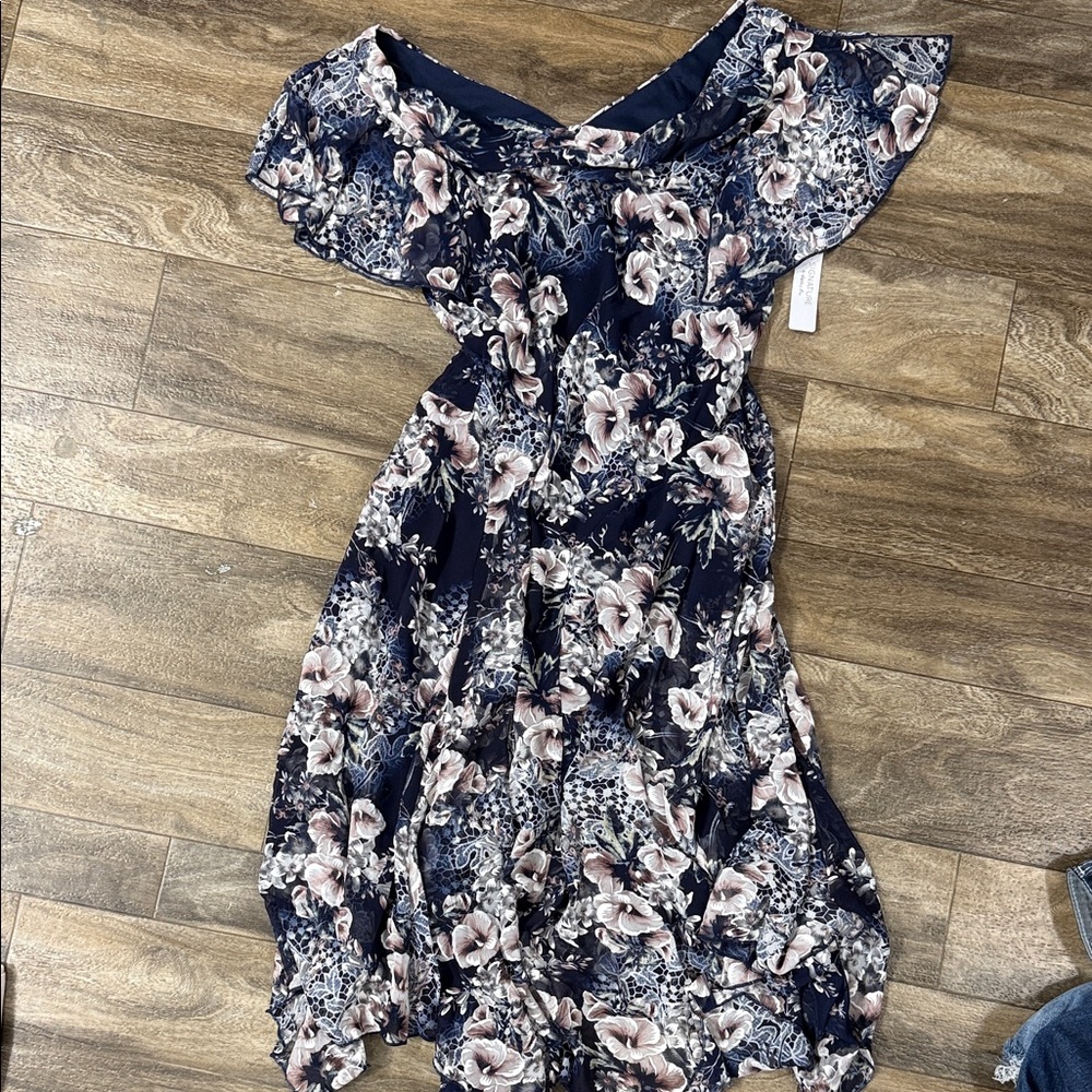 Signature by Robbie Bee Navy Floral Dress